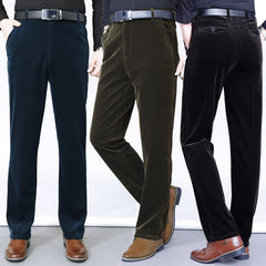 Men's High Waist Stretch Corduroy Casual Pants