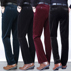 Men's High Waist Stretch Corduroy Casual Pants