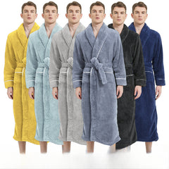 2024 Winter Men's Comfortable Cotton Velvet Long Nightgown
