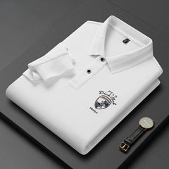 Men's Cotton Embroidered Lapel Polo Shirt