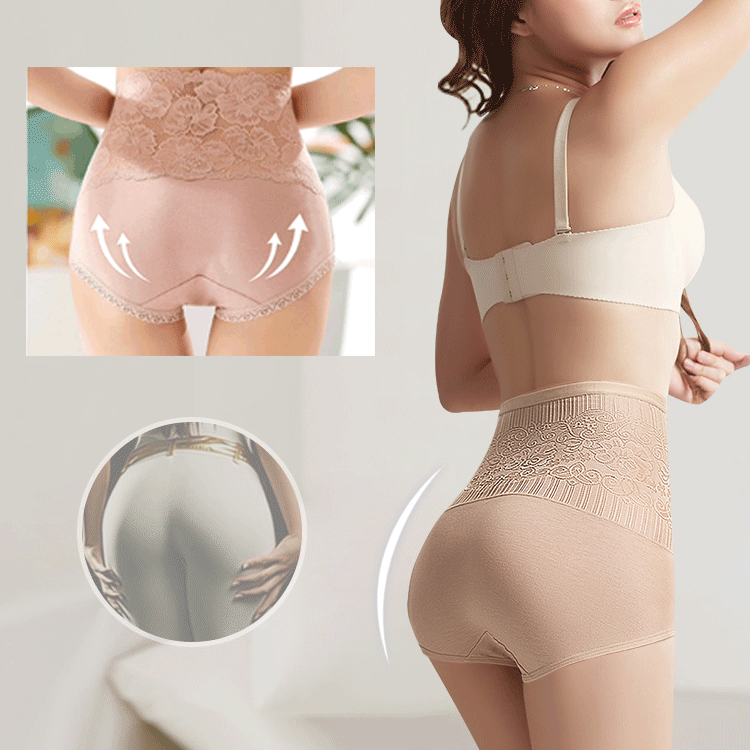 [ 6 PCS ] High Waist Slim Sexy Lace Body Shaping Panties -  