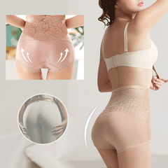 [ 6 PCS ] High Waist Slim Sexy Lace Body Shaping Panties -  