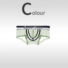 Open-top U-shaped convex large pouch with crotch-opening men's boxer pants, ice silk ultra-thin
