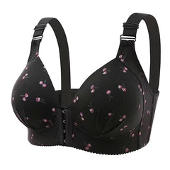 Front Button Oversized Thin Wire-Free Printed Bra