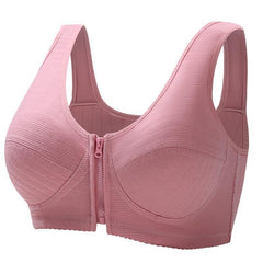 Soft Cotton Zip Front Wireless Plus Size Bra