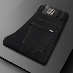 New High-end Men's Black Straight Slim Stretch Casual Versatile Jeans