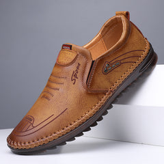 Casual soft sole slip-on trendy leather shoes
