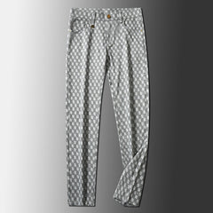 Vertical striped jacquard stretch non-iron anti-wrinkle straight trousers
