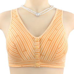 New style front button striped wire-free plus size bra