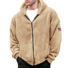 2023 Men's New Double-sided Velvet Warm Hooded Zipper Casual Jacket