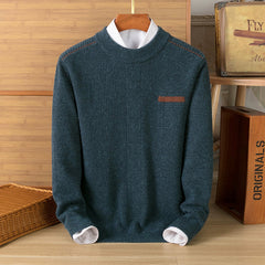 Casual warm loose fit jacquard crew neck sweater
