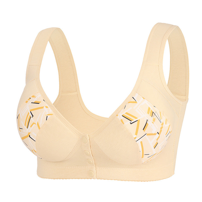 Popular large cup vest front buckle printed bra