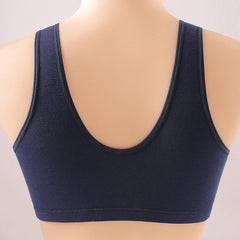 Cotton Front Button Push Up Wireless Bra