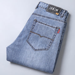 Men's loose wide leg plus size stretch casual jeans