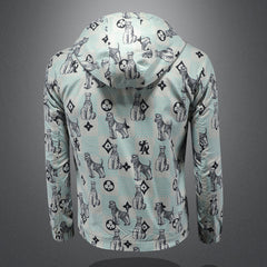 2024 Men's New Fashion Printed Casual All-match Hooded Jacket