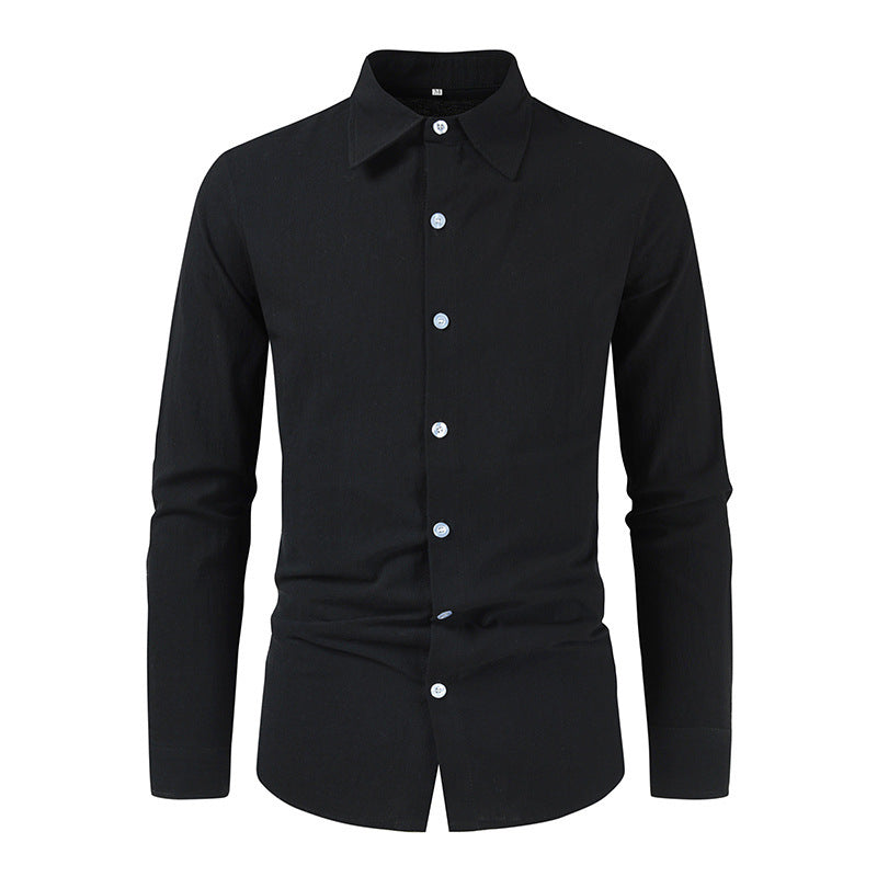 New Men's Cotton Linen Loose Casual Long Sleeve Shirt