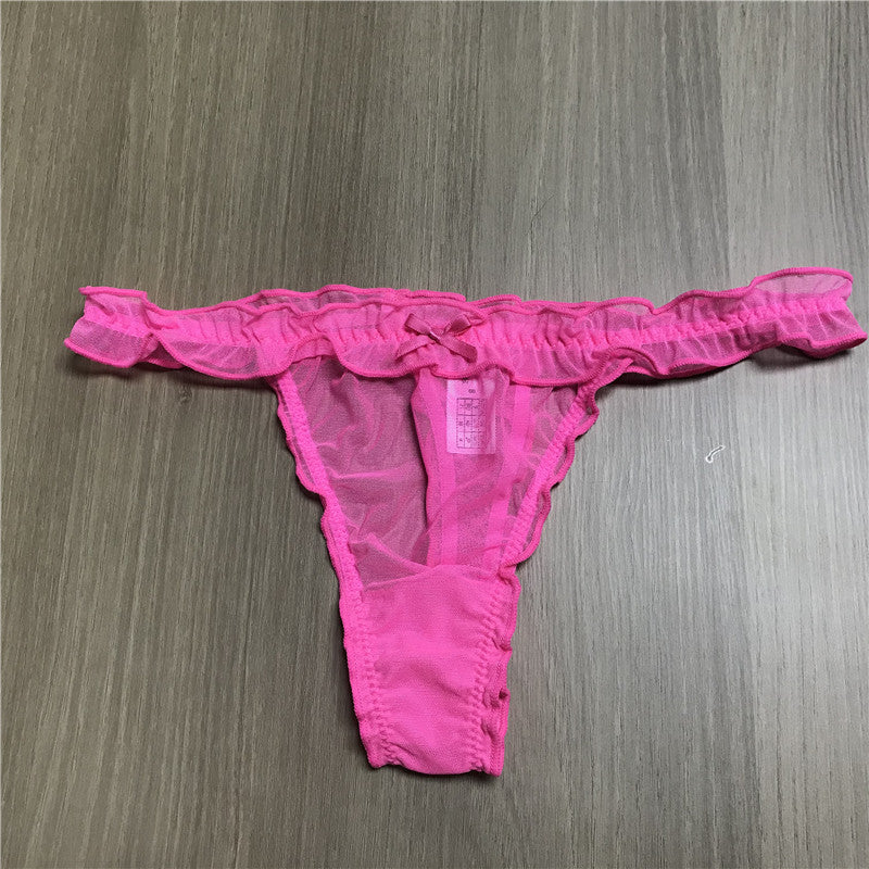 Large Size Sheer Mesh Ruffled Thong