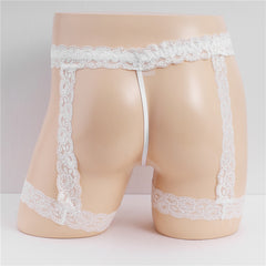 Men's Lace Sexy Suspenders Transparent Thong
