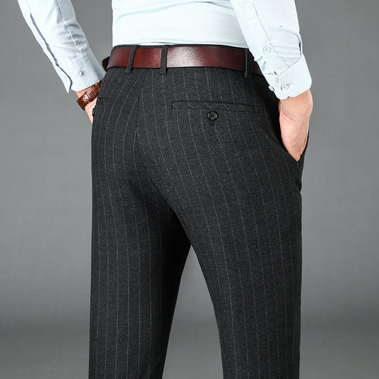 Men's New High Waist Stretch Straight Casual Pants