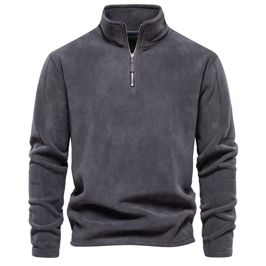 Men's Stand-up Collar Half-zip Long-sleeved Trendy Versatile Top