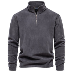 Men's Stand-up Collar Half-zip Long-sleeved Trendy Versatile Top