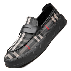 Black men's stylish casual leather shoes