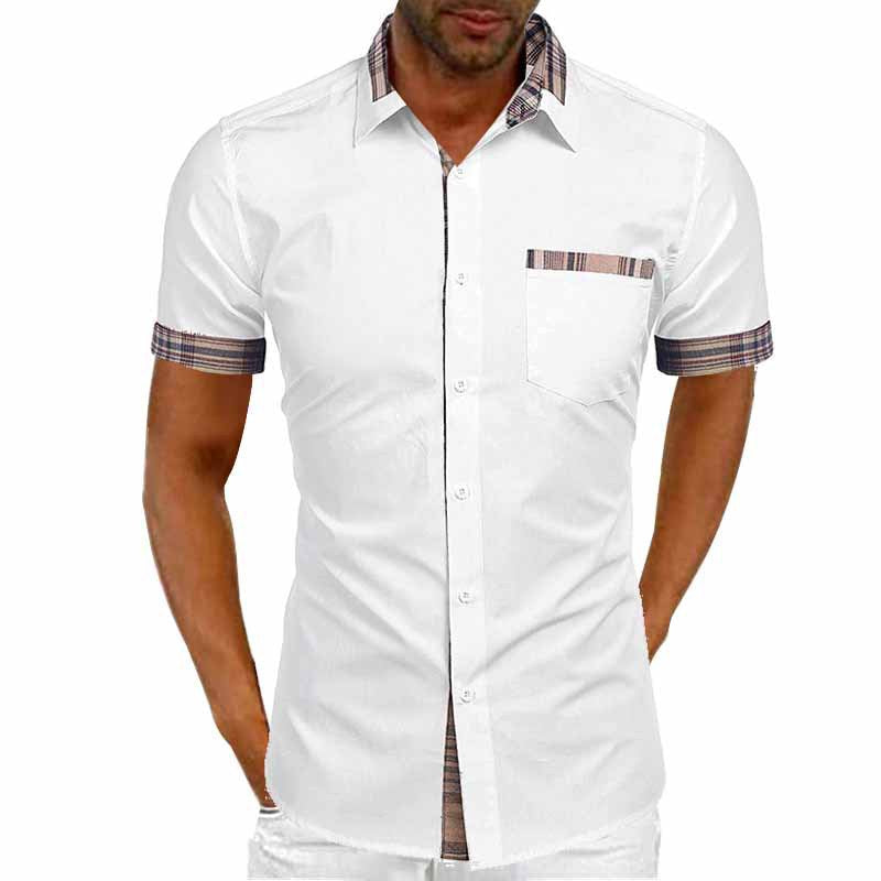 2023 Men's Summer Solid Color Plus Size Short-sleeved Shirt