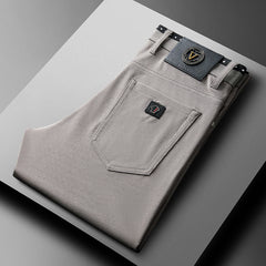 Business Casual Jacquard Comfort Straight Trousers