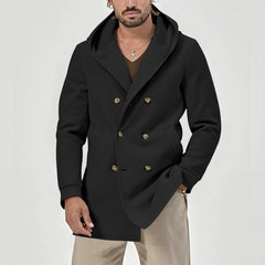 Men's Slim Fit Woolen Windbreaker Hooded Casual Jacket