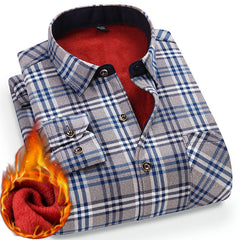 New Men's Winter Velvet Thickened Warm Double-sided Velvet Long-sleeved Shirt