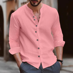 New Men's Retro Cotton and Linen Casual Loose Long Sleeve Shirt