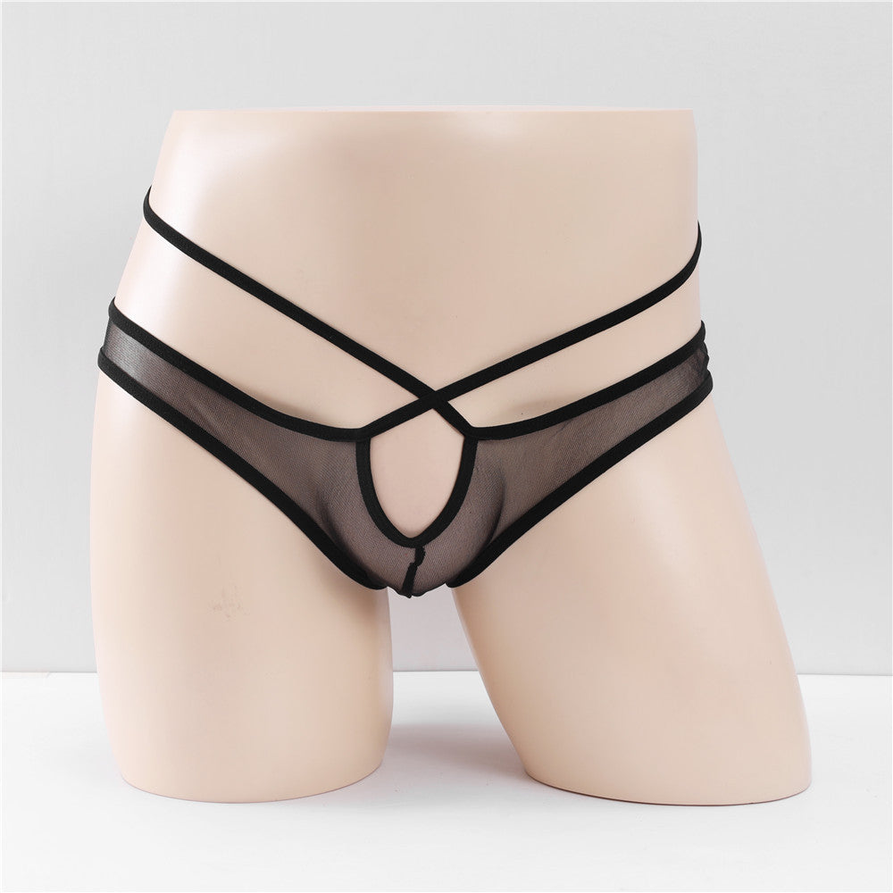 Men's Strappy Transparent Mesh Sexy Briefs