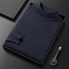 Men's Slim Fit Solid Color Half Turtle Collar Pullover Sweater