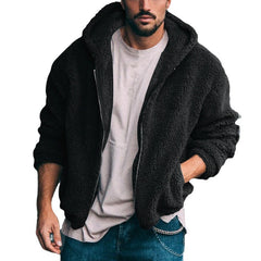 2023 Men's New Double-sided Arctic Velvet Hooded Zipper Jacket