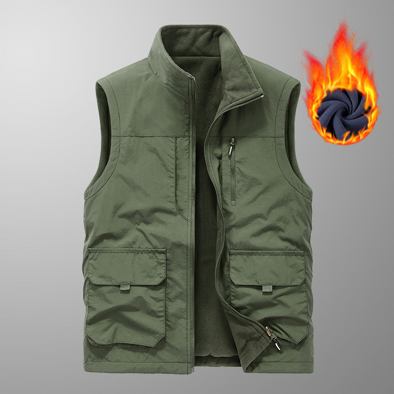 Men's High-end Double-sided Polar Fleece Waterproof Warm Vest