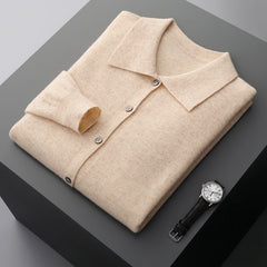 Men's 100% Wool Business Lapel Sweater