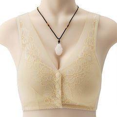 New Lace Front Button No Wire Plus Size Bra