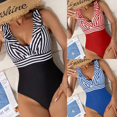 New V-neck wide strap sexy one-piece swimsuit