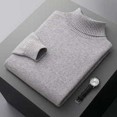 Men's 100% Wool Casual Thick Warm High Collar Sweater