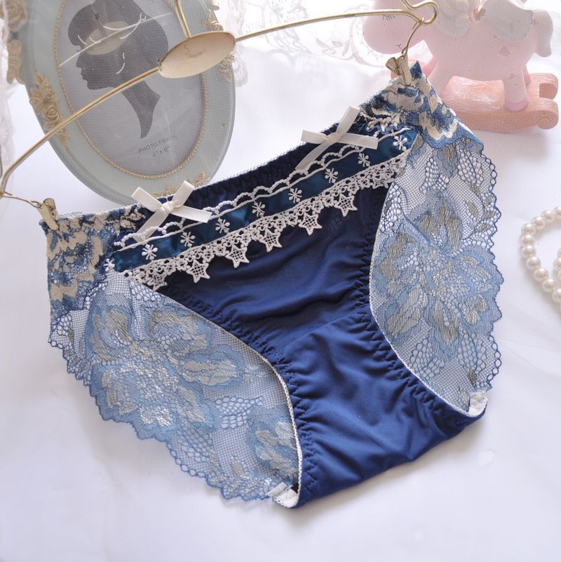 Breathable transparent solid color lace embroidered sexy underwear