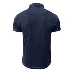 Men's Lapel Cotton Casual Color Block POLO Shirt