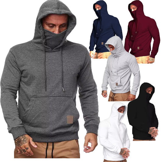 Men's Long Sleeve Fleece Mask Hoodie