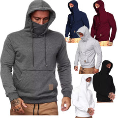 Men's Long Sleeve Fleece Mask Hoodie