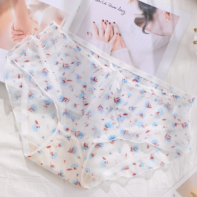 Antibacterial quick-drying mesh printed Panties