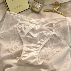 Satin Bow Lace Sexy Breathable Soft Briefs
