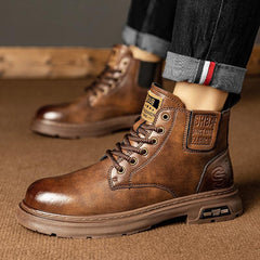 Men's Winter Plush Genuine Leather Martin Boots