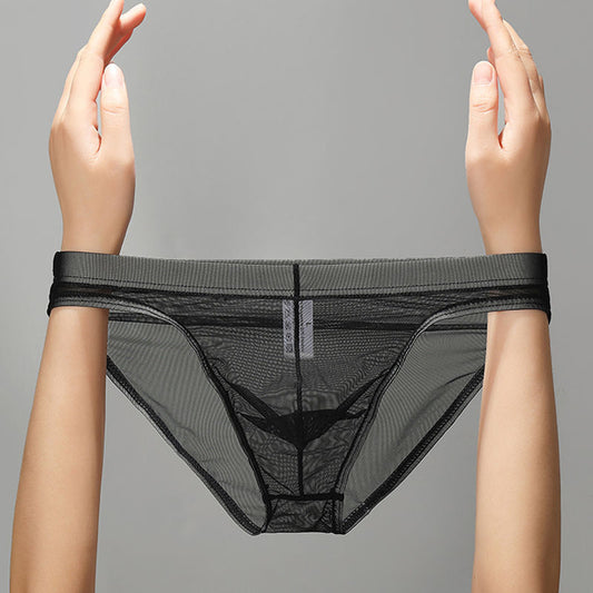 Men's Ultra-thin Mesh Sexy Transparent Ice Silk Briefs