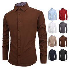 Men's Solid Color Warm Casual Simple Business Shirt