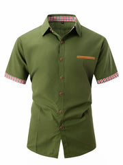 2024 New Fashion Men's Plaid Color Matching Business Casual Shirt