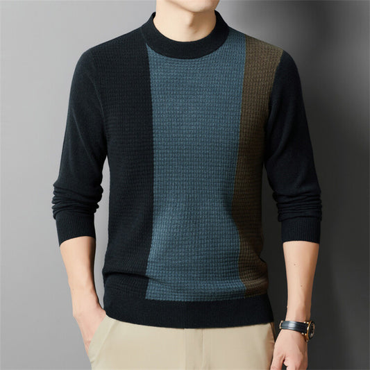 Striped pure wool trendy crew neck sweater